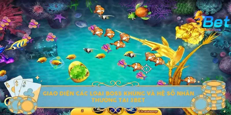 Giao diện các loại Boss khủng và hệ số nhân thưởng tại 3bet